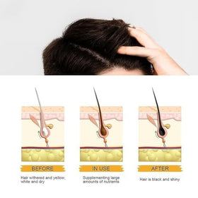 QUAAM after-shower hair showing improved shine and manageability