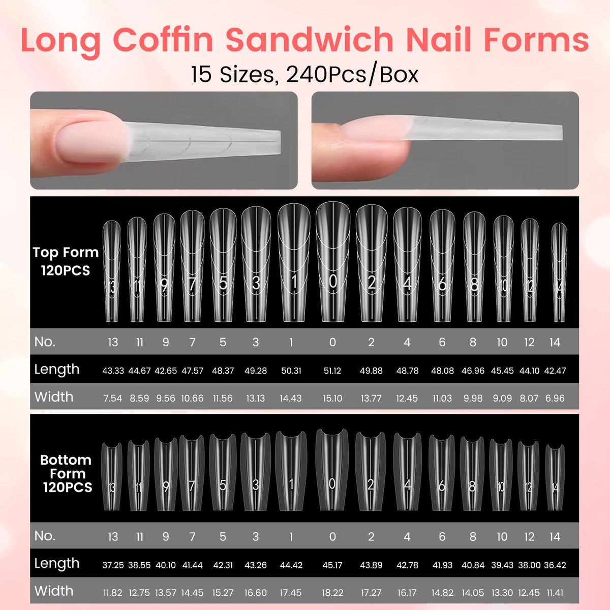 Quaferen cured long coffin extensions illustrating minimal filing benefit