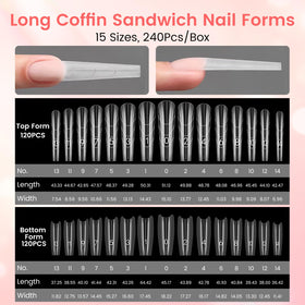 Quaferen cured long coffin extensions illustrating minimal filing benefit