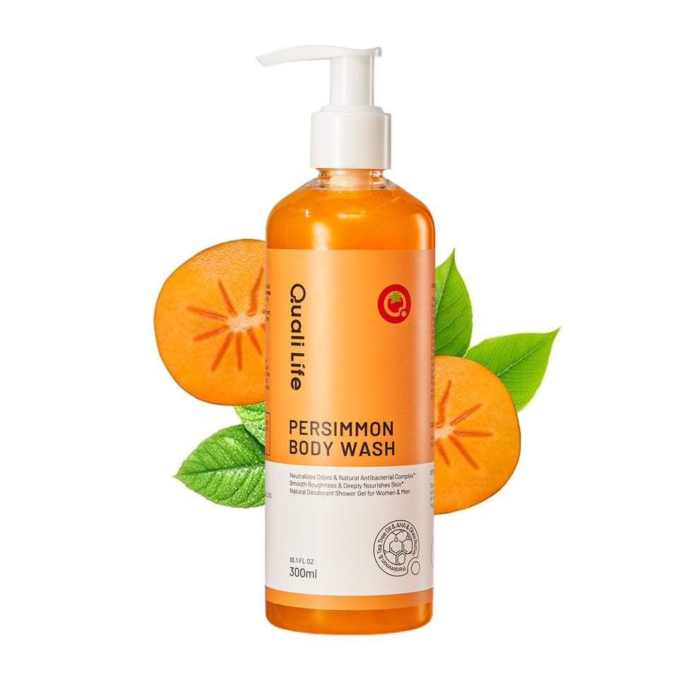 QualiLife bottle front label showing persimmon deodorizing benefit
