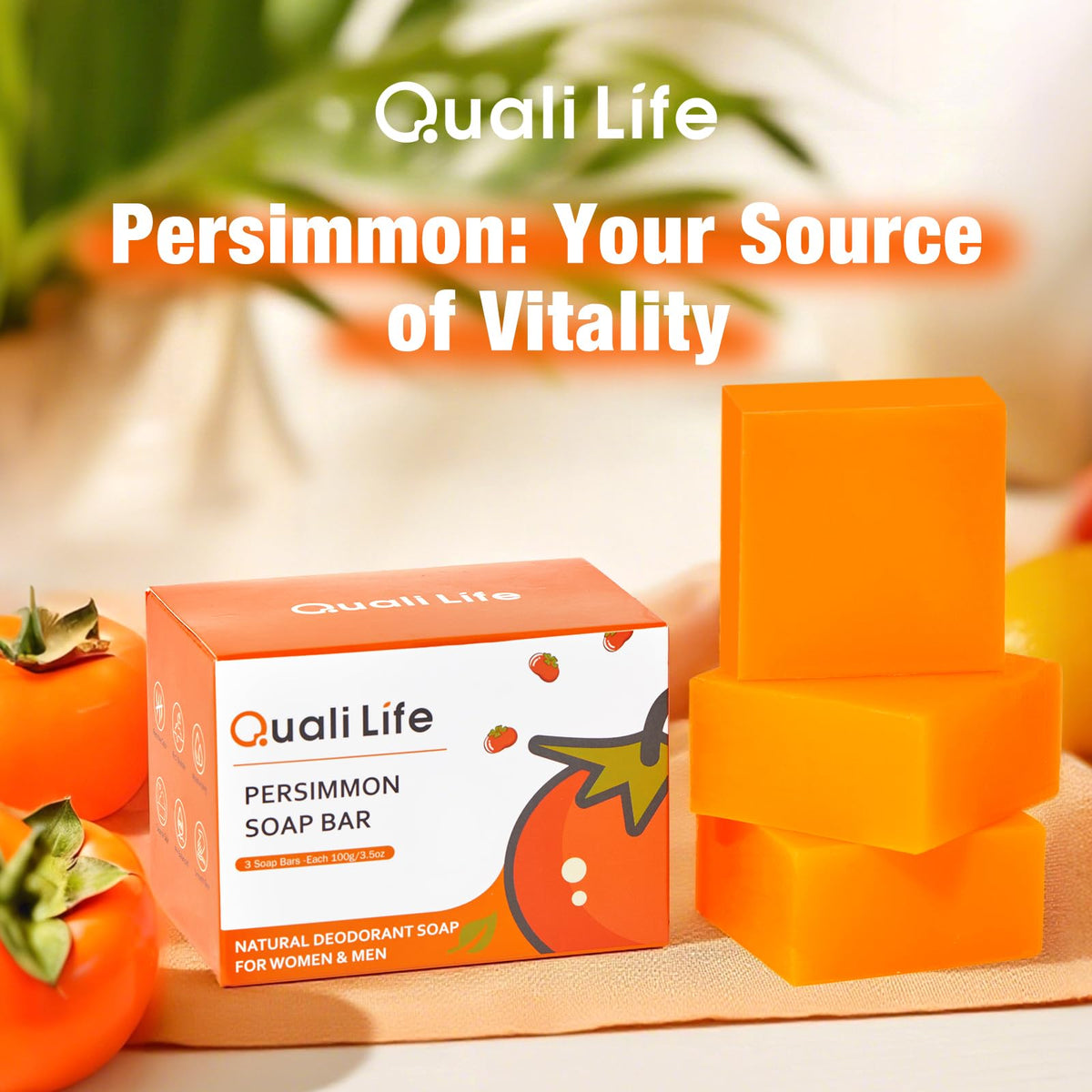 QualiLife soap size comparison in hand showing compact travel-friendly bar