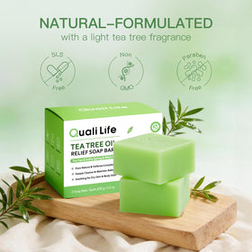 QualiLife soap used on feet soothing soles and reducing odor, promotes freshness