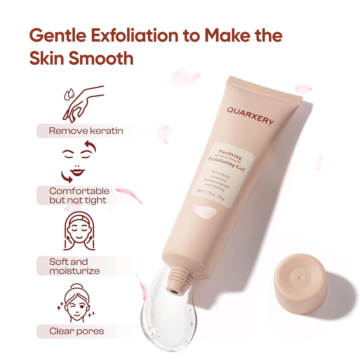 QUARXERY applied to cheek demonstrating easy massage removal