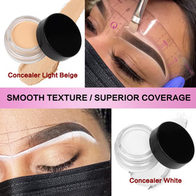 QUEEJOY concealer and brushes showing clean edges and highlight control