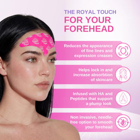 Queen Royal close-up of a single forehead tape showing infused formula
