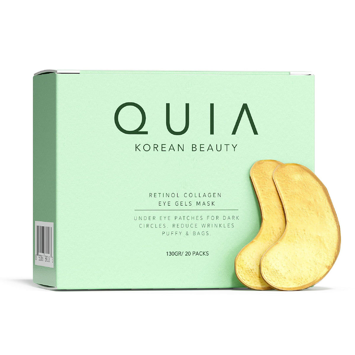 QUIA Beauty front packaging showing 20 pairs for quick hydration
