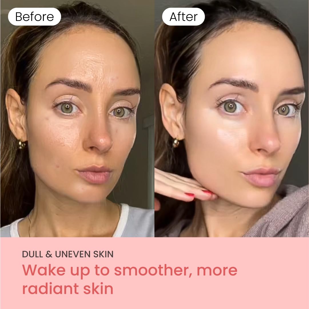 QUIA mask applied on model as overnight skincare ritual, improves skin