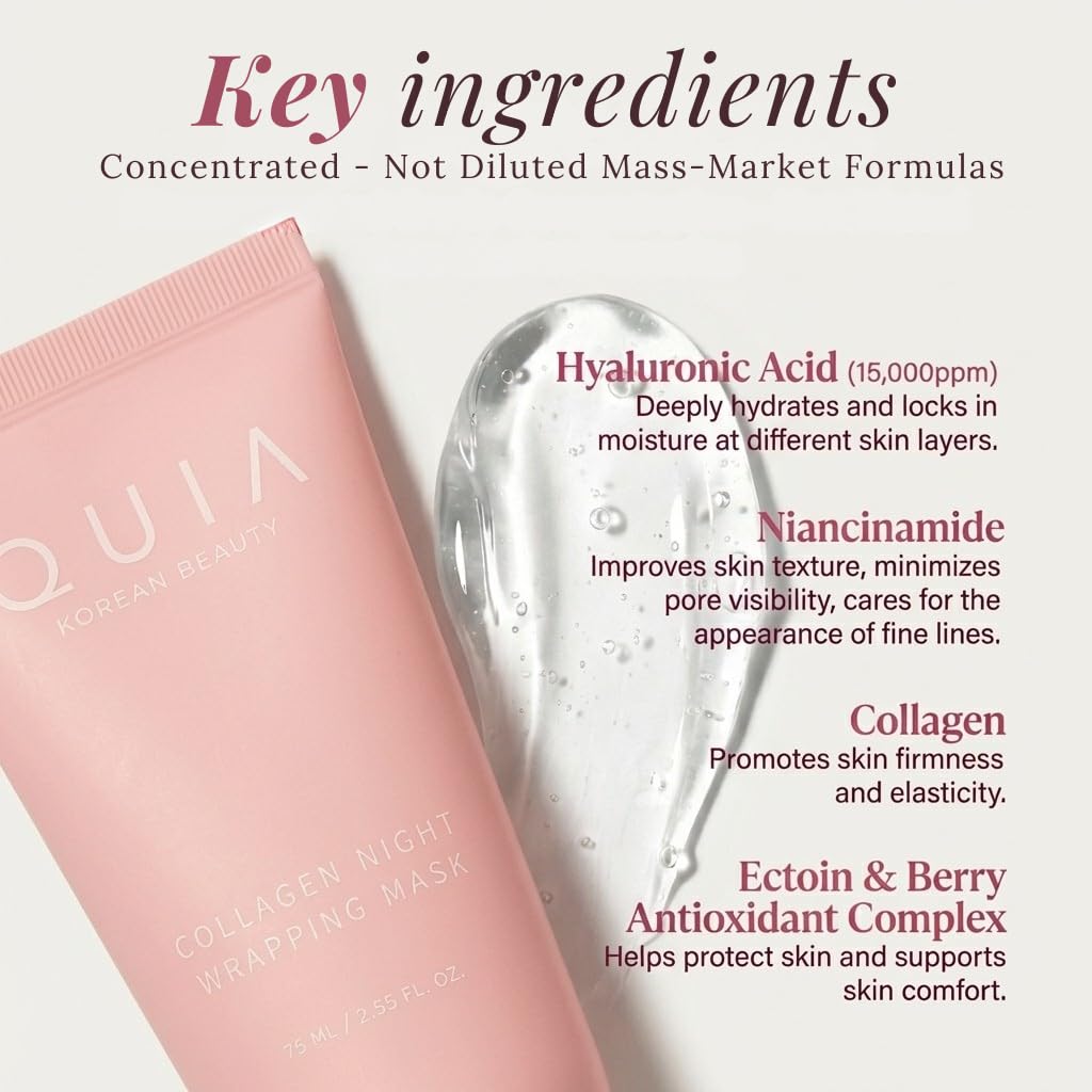 QUIA tube dispensing mask onto hand showing easy application