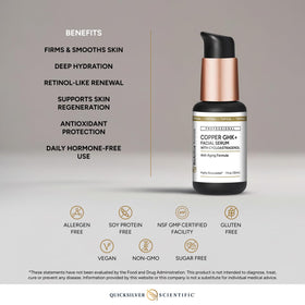 Quicksilver Scientific ingredients display highlighting peptide and antioxidants