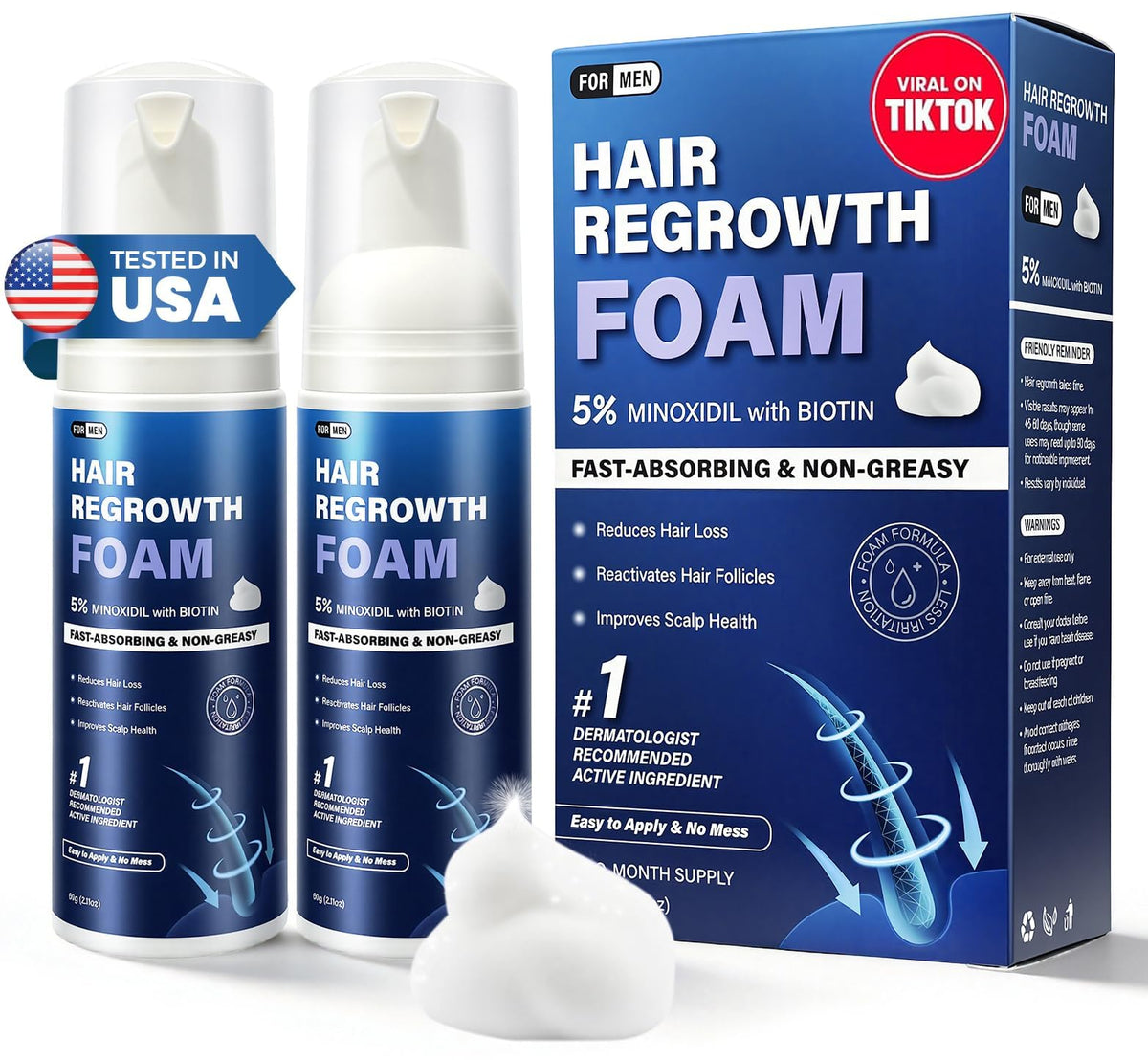 Quilom front packaging foam can showing product and benefits