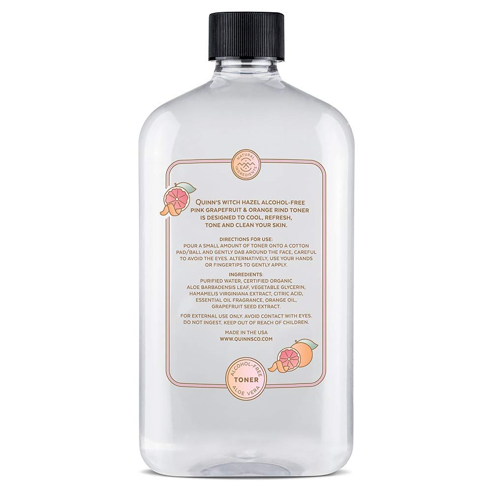 Quinn’s toner applied on a cotton pad benefit: demonstrates effective makeup and oil removal