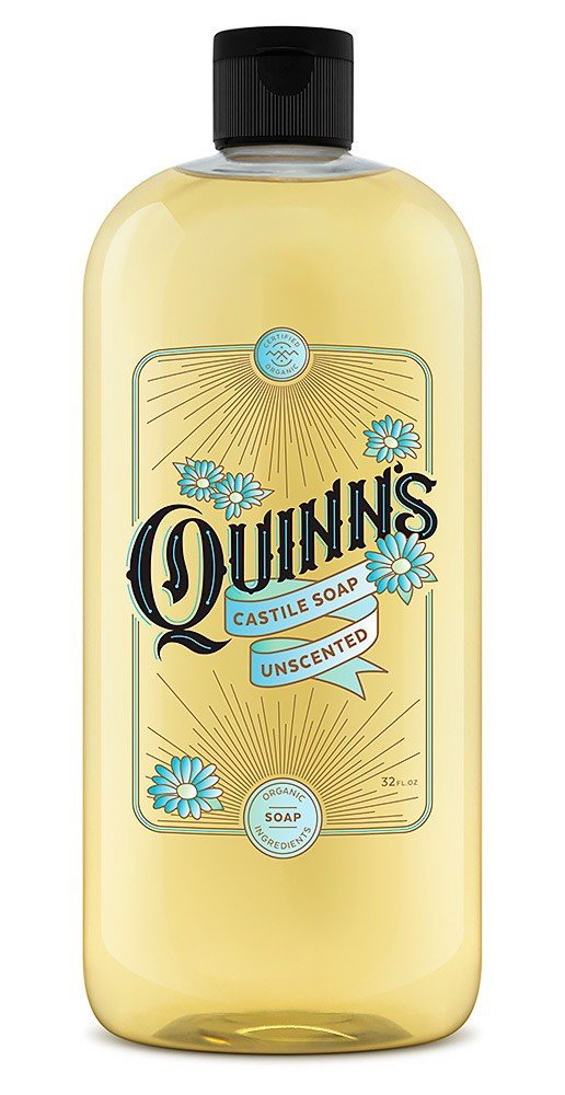 Quinn's front label on 32 oz bottle showing product identity and size benefit