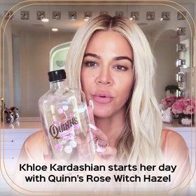 Quinn's label close-up highlighting witch hazel and organic aloe ingredients benefit