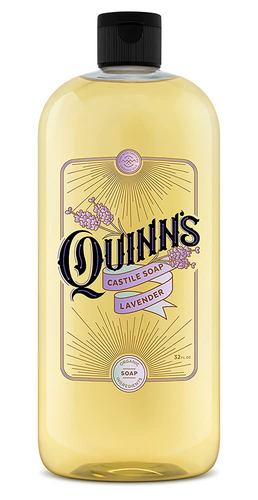 Quinn's lavender 32 oz front label showing ingredients and organic claim for clarity