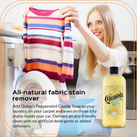 Quinn's peppermint bottle staged in bathroom showing everyday personal care use