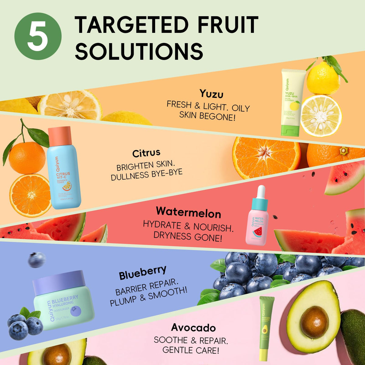 QUIYUM citrus vitamin c toner label detail highlighting oil-control benefit