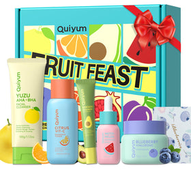 QUIYUM front packaging showing the full five-piece skincare set and gift-ready look