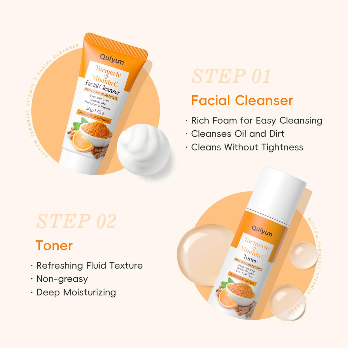 QUIYUM serum dropper dispensing brightening Vitamin C essence