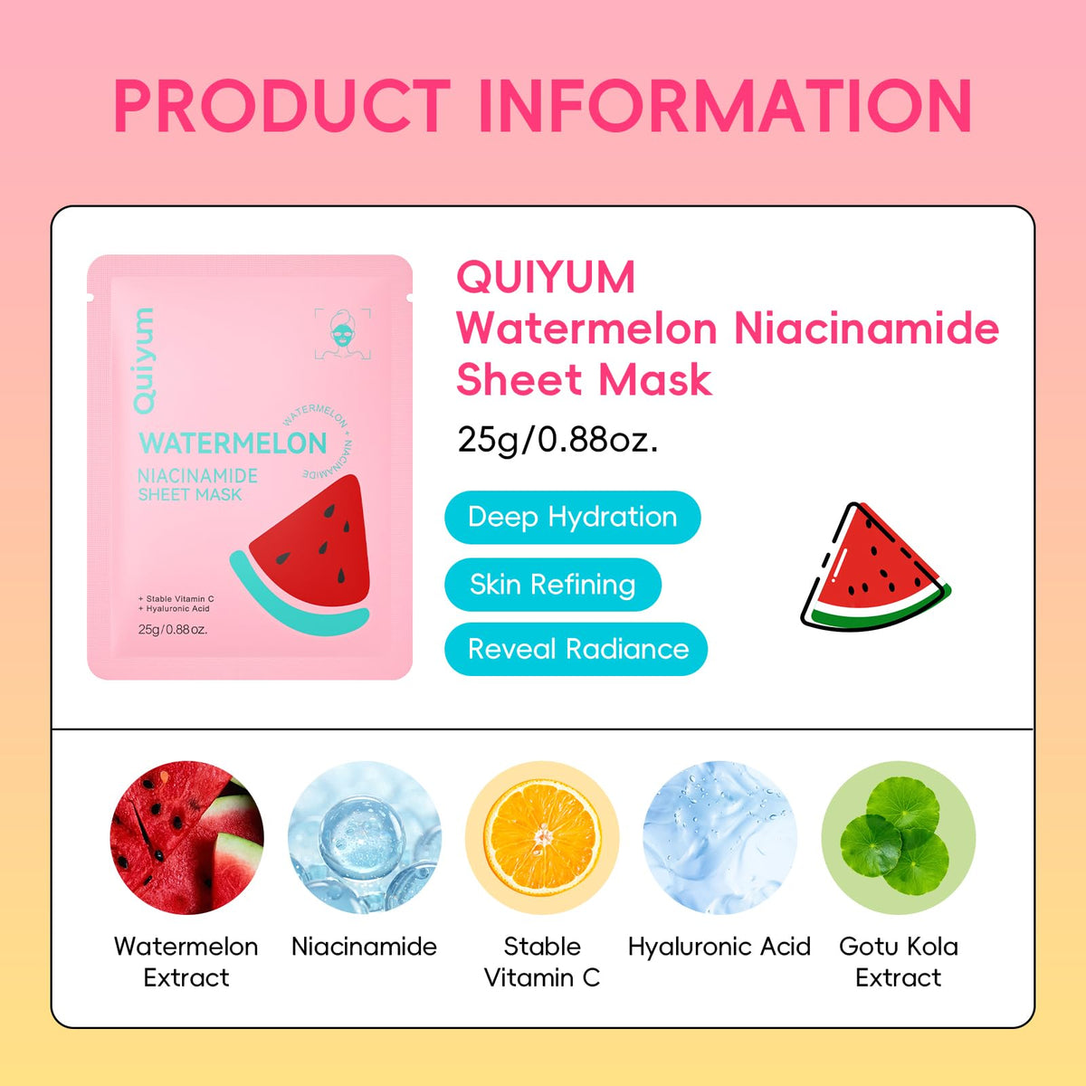 QUIYUM sheet close-up texture showing soft cotton and even serum coverage