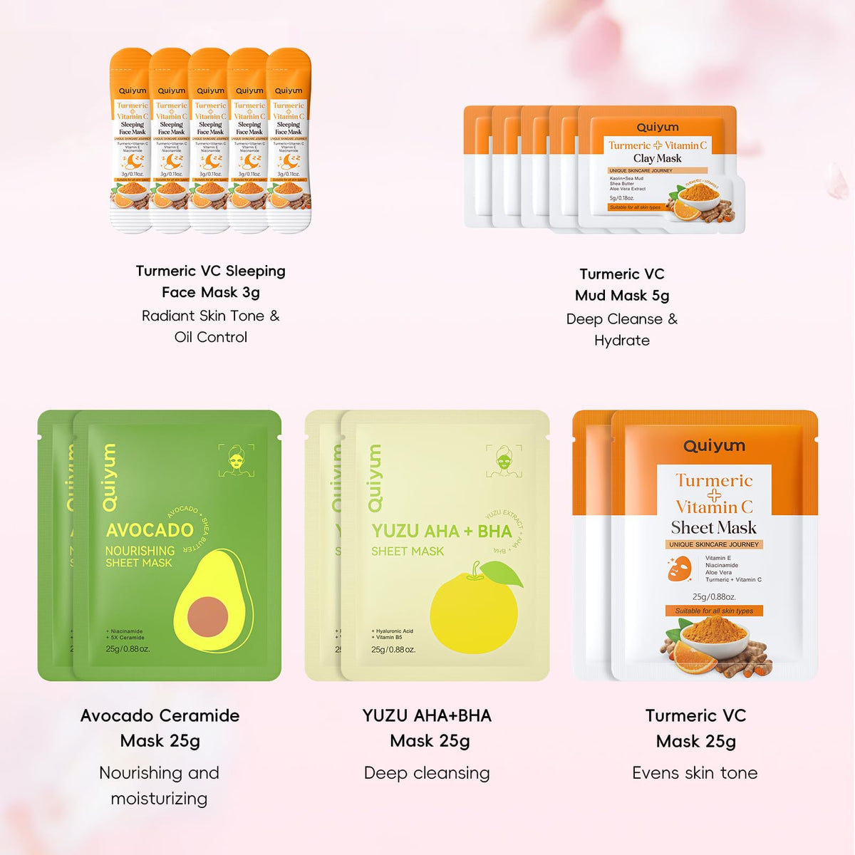 QUIYUM sleeping mask single sachet illustrating overnight nourishment benefit