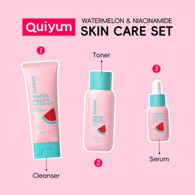 QUIYUM set packed in travel pouch for convenient on-the-go care