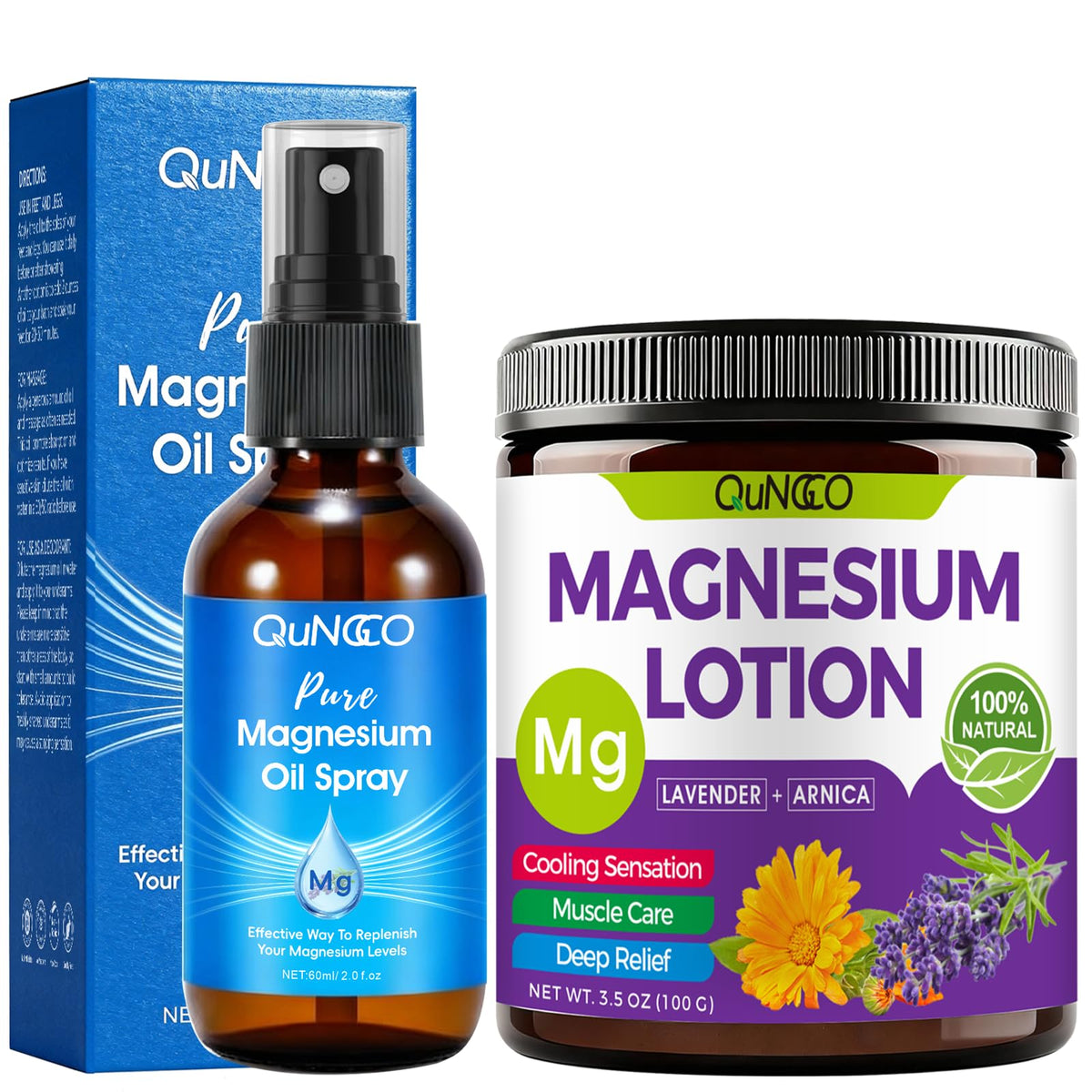QUNGCO front packaging set showing both spray and lotion for easy identification and trust