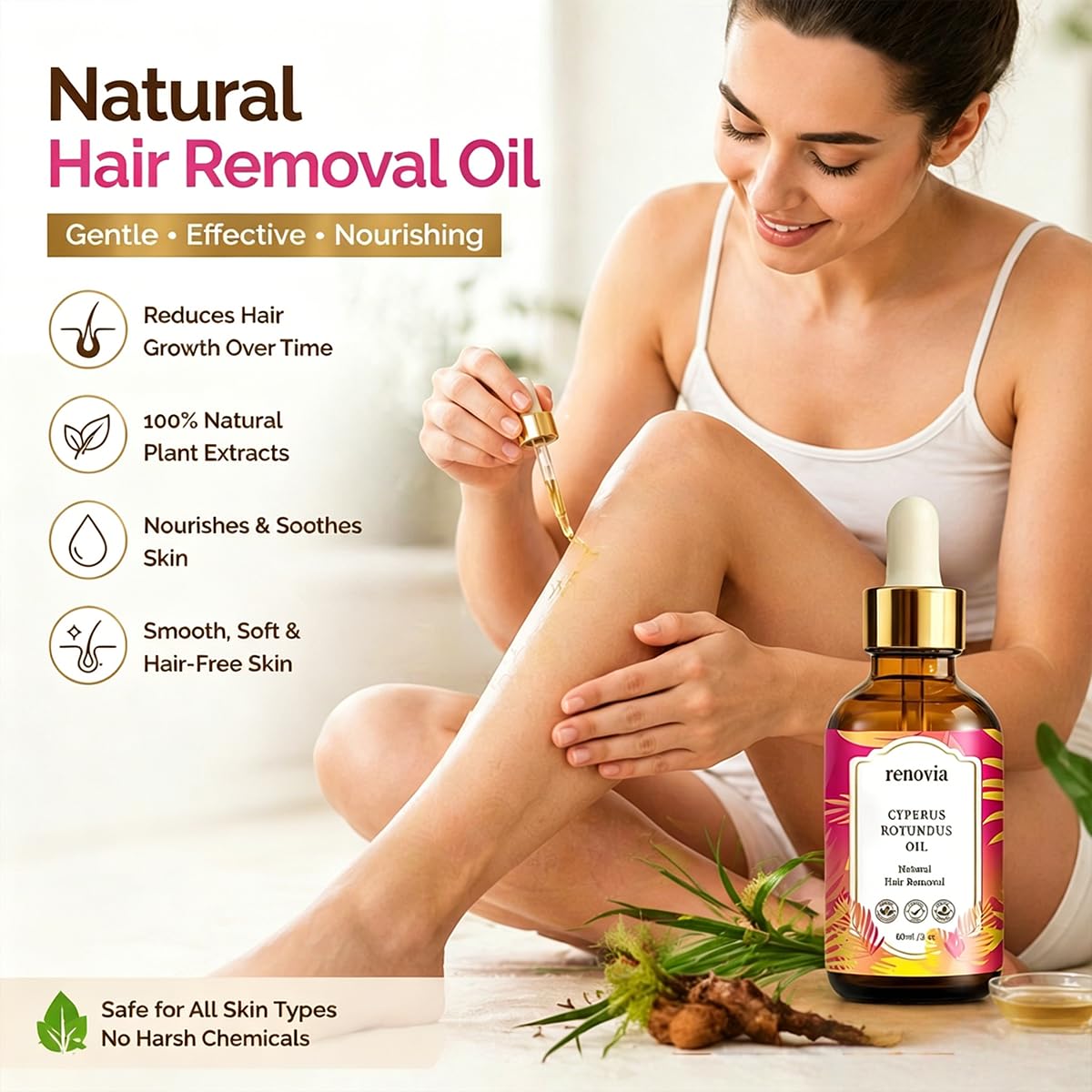 Quorvix Renovia application on leg demonstrating hydrated, smooth post-shave skin