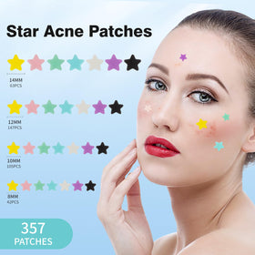 QUSTERE sheet laid flat with seven colors and star shapes for discreet coverage