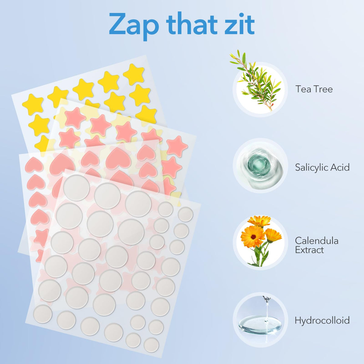 QUSTERE assortment of star peach and round shapes showing five sizes