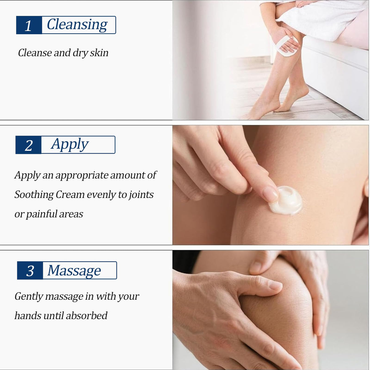QUZOYU cream being absorbed into skin for non-greasy benefit