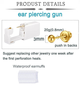 QWALIT close-up of 3mm gold stud head and 20g post showing polished detail