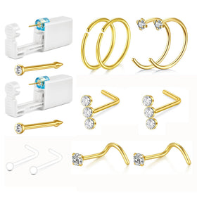QWALIT front packaging showing two gold disposable piercing guns benefit quick setup