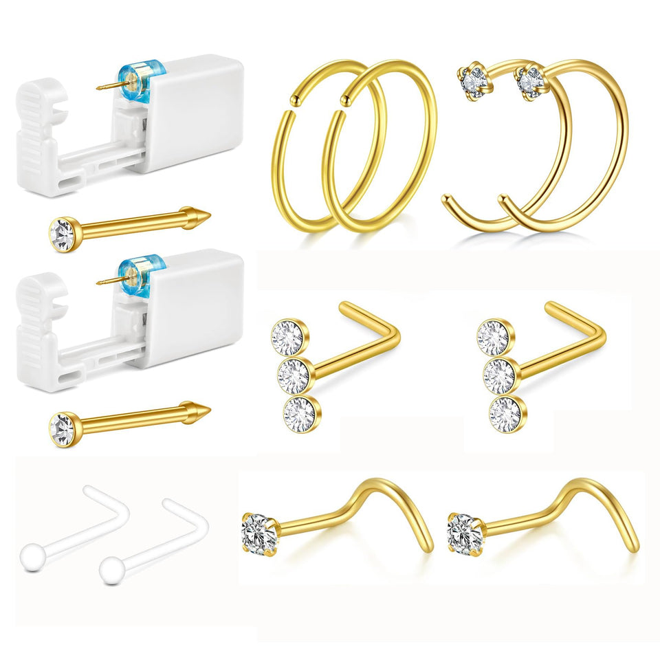 QWALIT front packaging showing two gold disposable piercing guns benefit quick setup