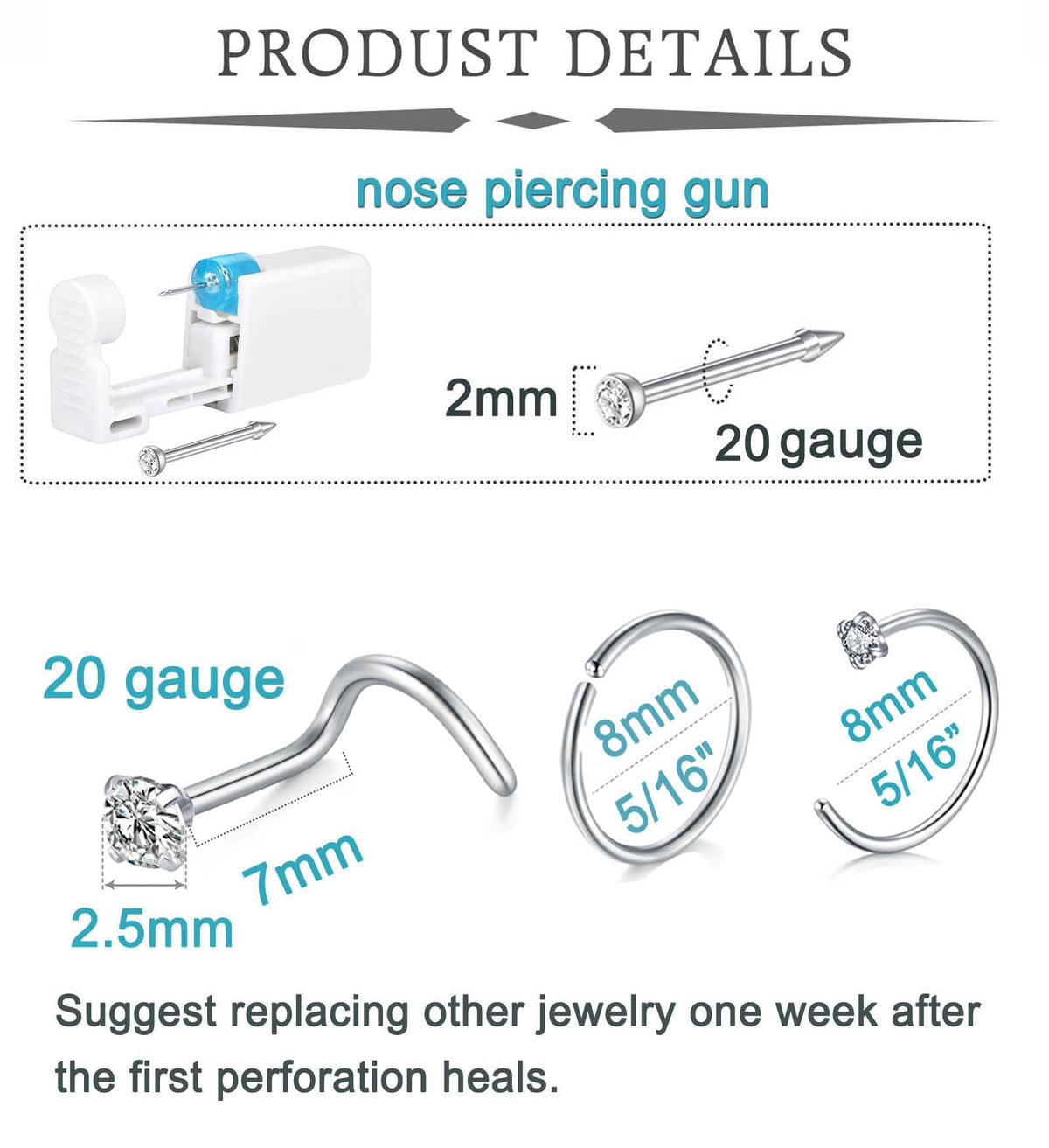 QWALIT close-up of preloaded piercing gun demonstrating precise stud placement