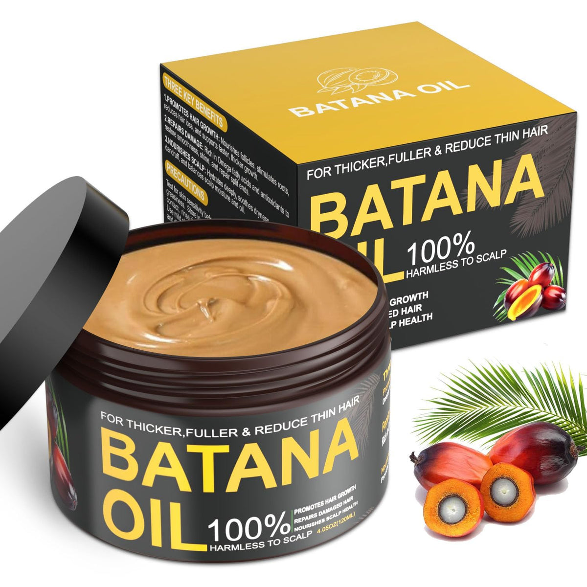 Qytin Batana front jar showing product and clear container for easy identification and storage