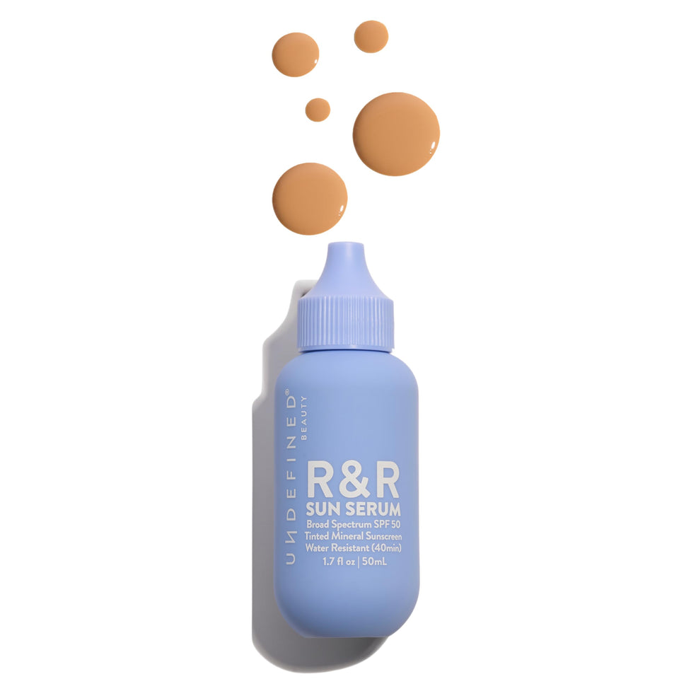R&R Sun Serum front packaging showing medium tint and SPF 50 for clear protection