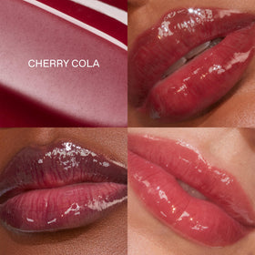r.e.m. beauty texture swipe showing glossy, non-sticky finish for hydrated lips