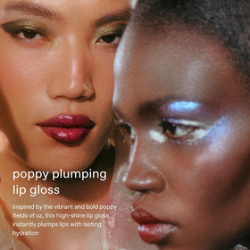 r.e.m. beauty Plum Petals lifestyle mirror shot illustrating wearable high-shine benefit