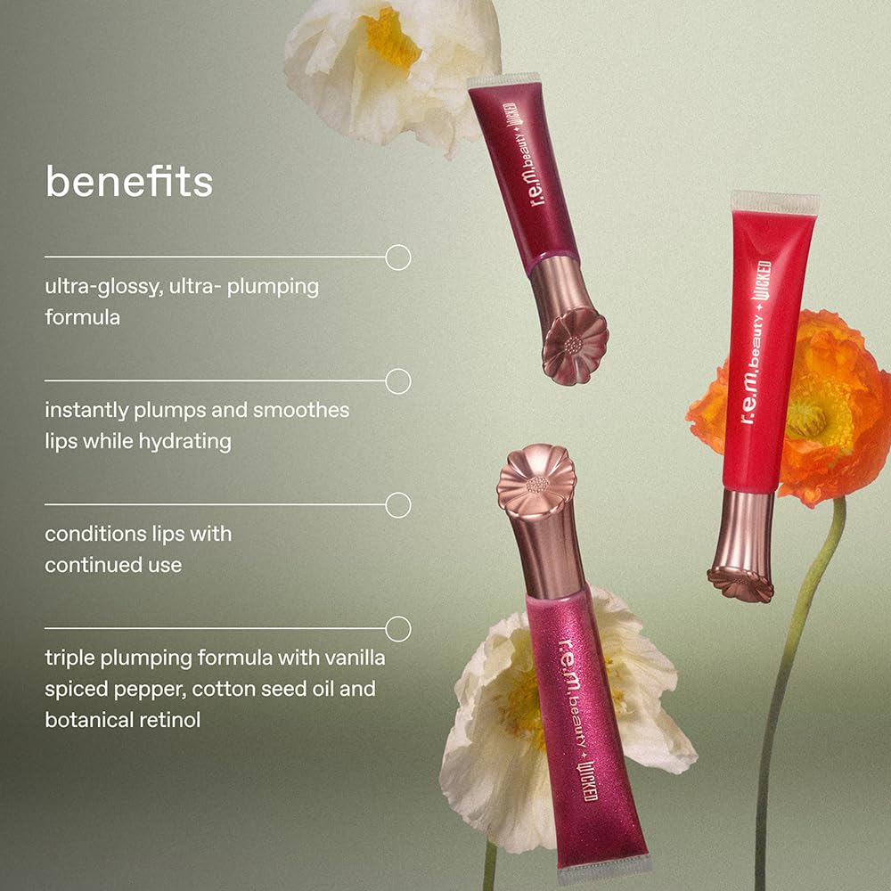 r.e.m. beauty Plum Petals held in hand to show size and portability benefit
