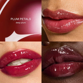 r.e.m. beauty Plum Petals texture close-up revealing smooth, non-sticky formula benefit
