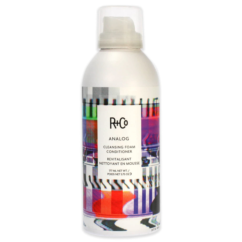 R+Co ANALOG bottle front view showing label and volume benefit