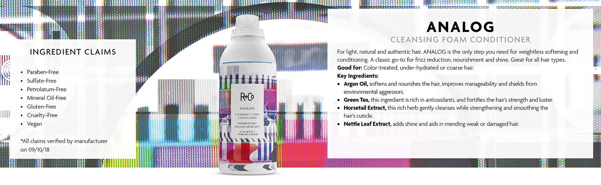 R+Co ANALOG bottle next to hand for scale to show travel-friendly size