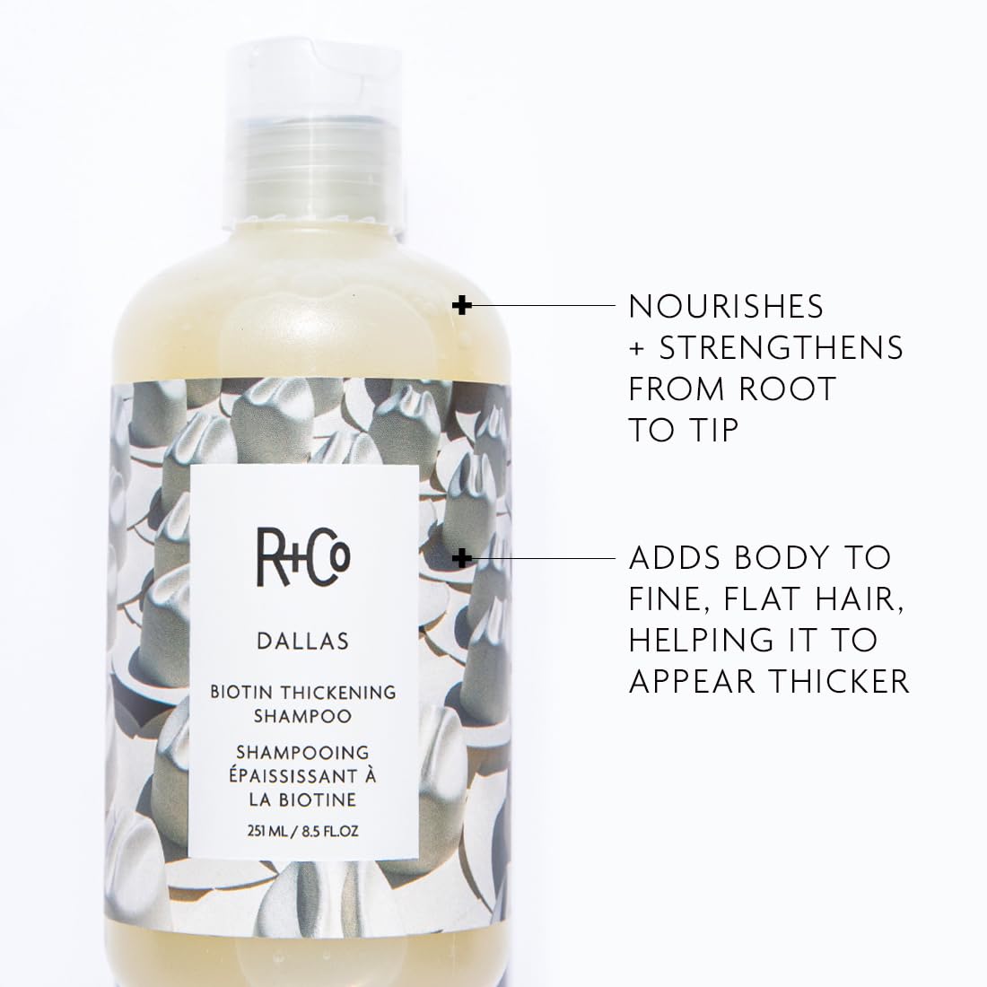 R+Co label close-up highlighting ingredients and vegan claim