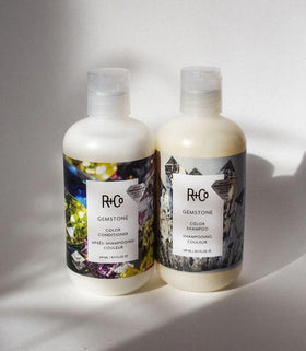 R+Co Gemstone hibiscus and rice extracts visualizing natural hydration benefits