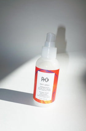 R+Co Hot Spell used during blowout showing smoother, frizz-controlled result