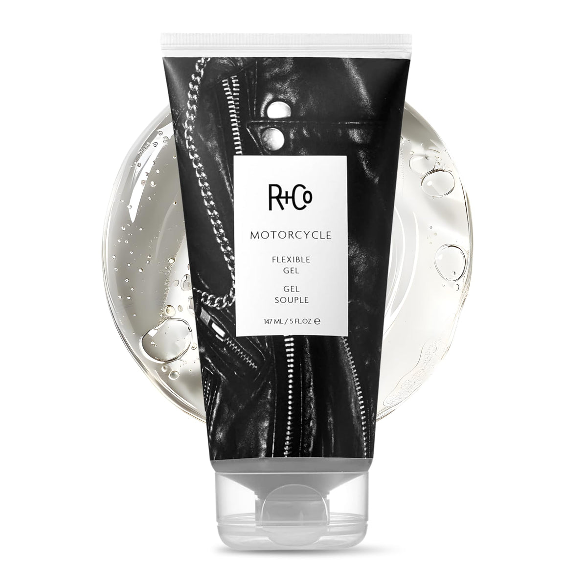 R+Co Motorcycle front packaging showing label and 5 oz size for confident styling