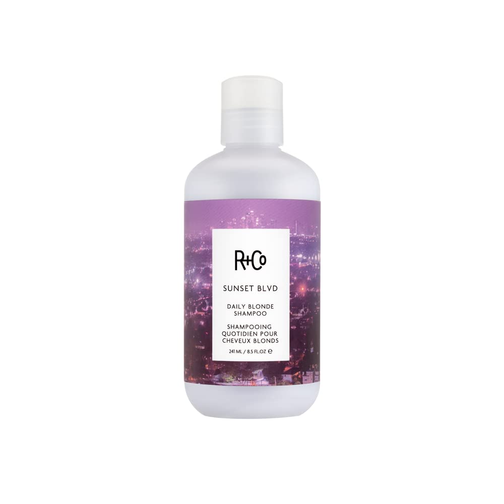 R+Co Sunset Blvd front bottle brightens blonde and reduces brassiness