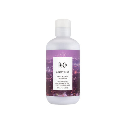 R+Co Sunset Blvd front bottle brightens blonde and reduces brassiness