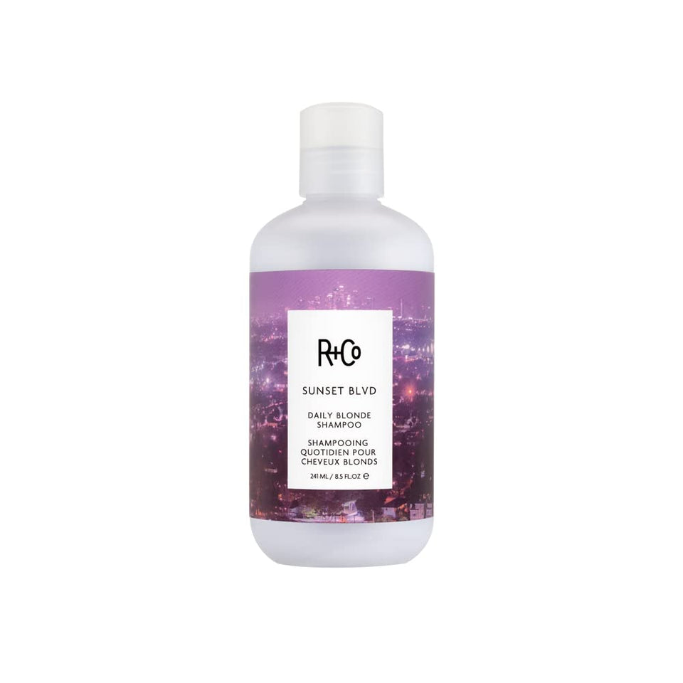 R+Co Sunset Blvd front bottle brightens blonde and reduces brassiness