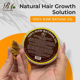 RA COSMETICS label close-up highlighting unrefined, organic ingredient benefits